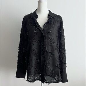 H&M Black Textured Women's Top